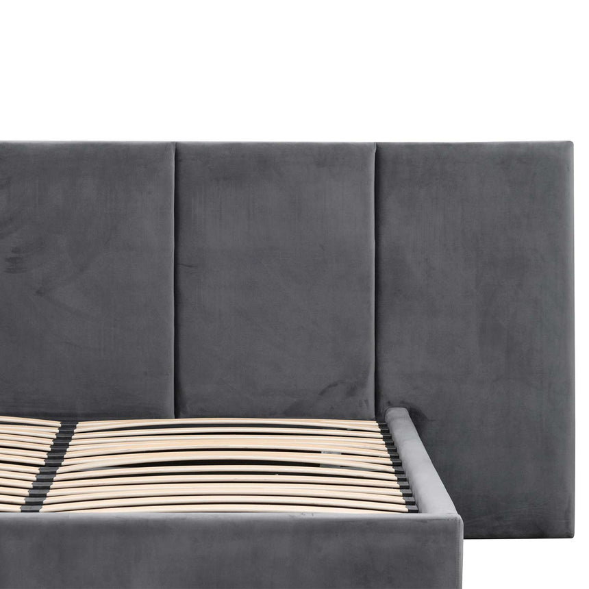 Slate Queen Bed Frame | Charcoal Velvet | Myka Home - View 8