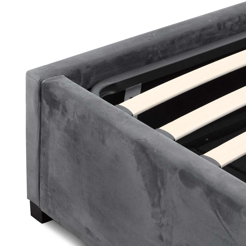 Slate Queen Bed Frame | Charcoal Velvet | Myka Home - View 10