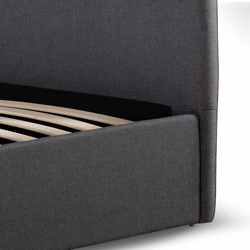 Fabric Queen Sized Bed Frame - Charcoal Grey with Storage - View 8