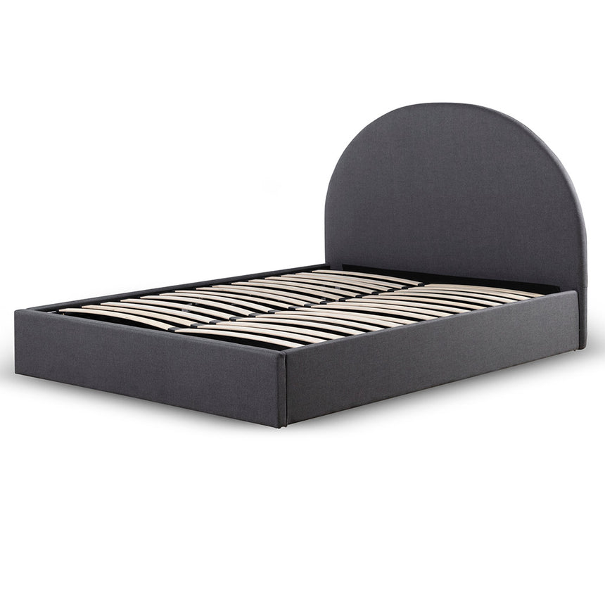 Fabric Queen Sized Bed Frame - Charcoal Grey with Storage - View 3