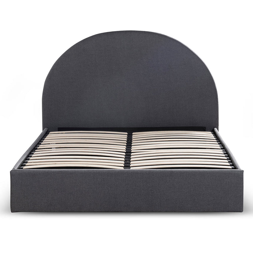Fabric Queen Sized Bed Frame - Charcoal Grey with Storage - View 2
