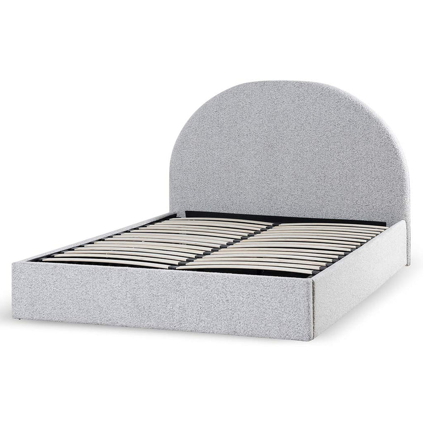 King Sized Bed Frame - Cloudy Pepper Boucle with Storage - View 3