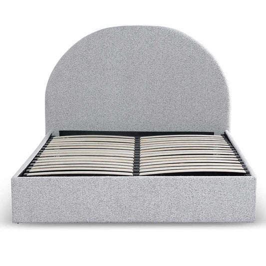 King Sized Bed Frame - Pepper Boucle with Storage