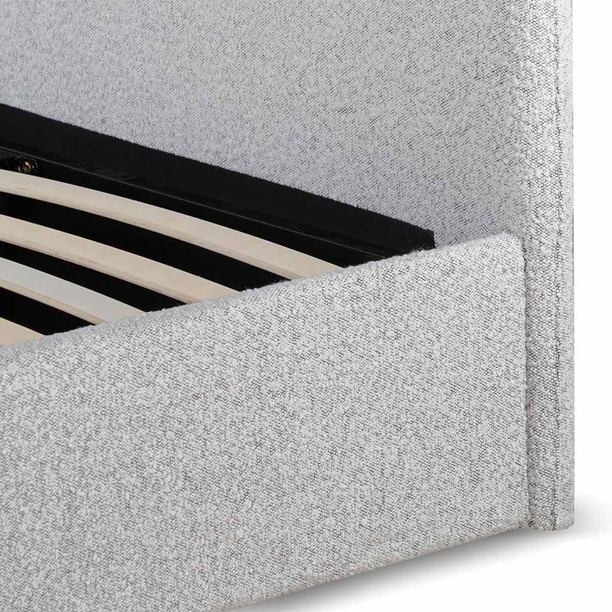 King Sized Bed Frame - Cloudy Pepper Boucle with Storage - View 6