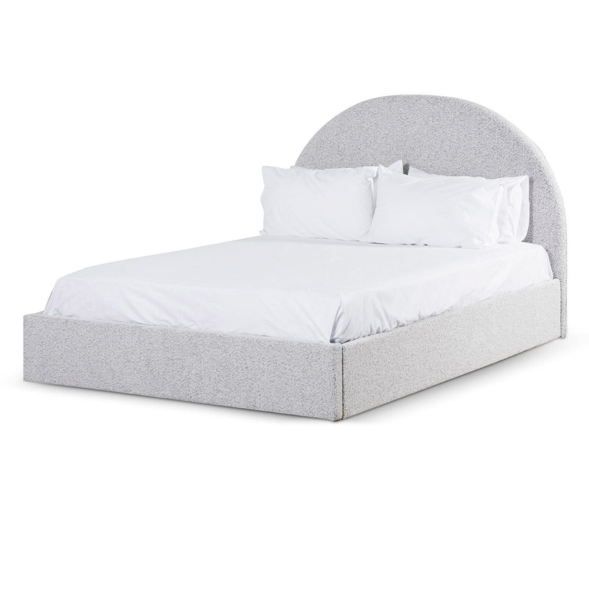 King Sized Bed Frame - Cloudy Pepper Boucle with Storage