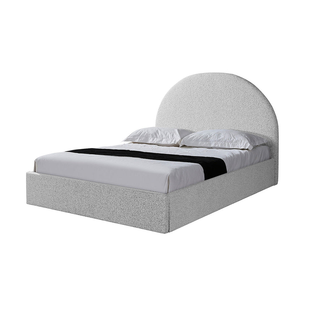 Queen Sized Bed Frame - Pepper Boucle with Storage