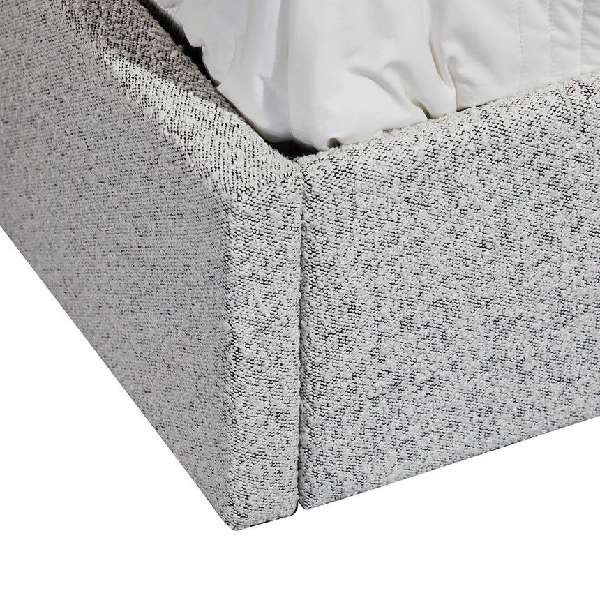 Queen Sized Bed Frame - Cloudy Pepper Boucle with Storage - View 7