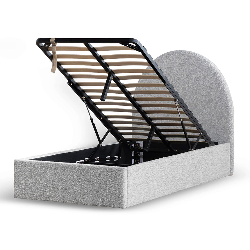 Single Sized Bed Frame - Cloudy Pepper Boucle with Storage - View 3