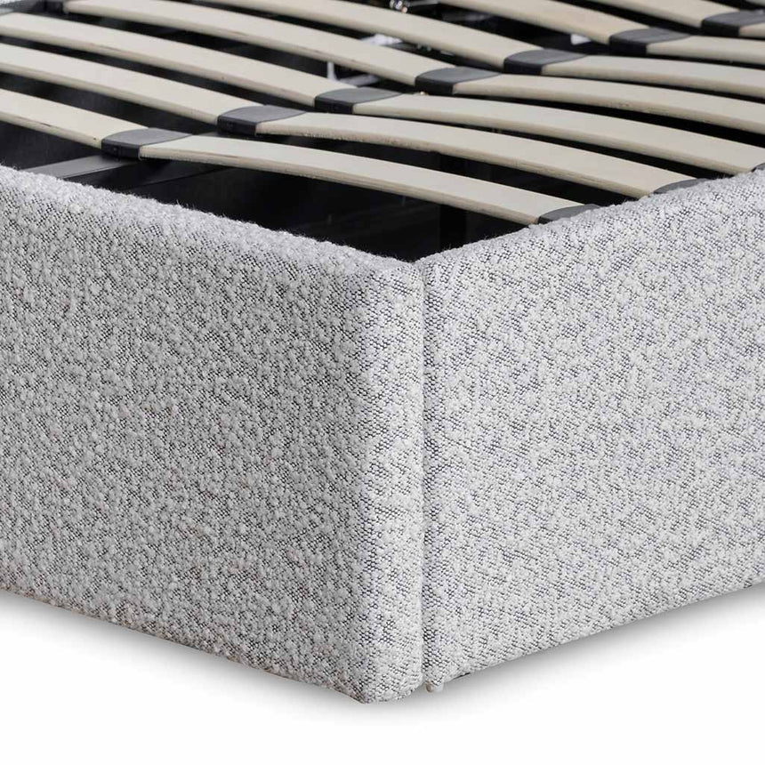 Single Sized Bed Frame - Cloudy Pepper Boucle with Storage - View 10