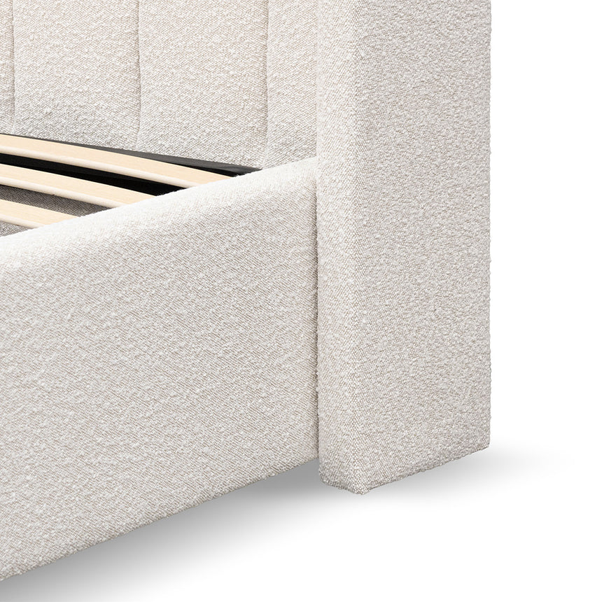 Wide Base Queen Sized Bed Frame - Snow Boucle - View 4