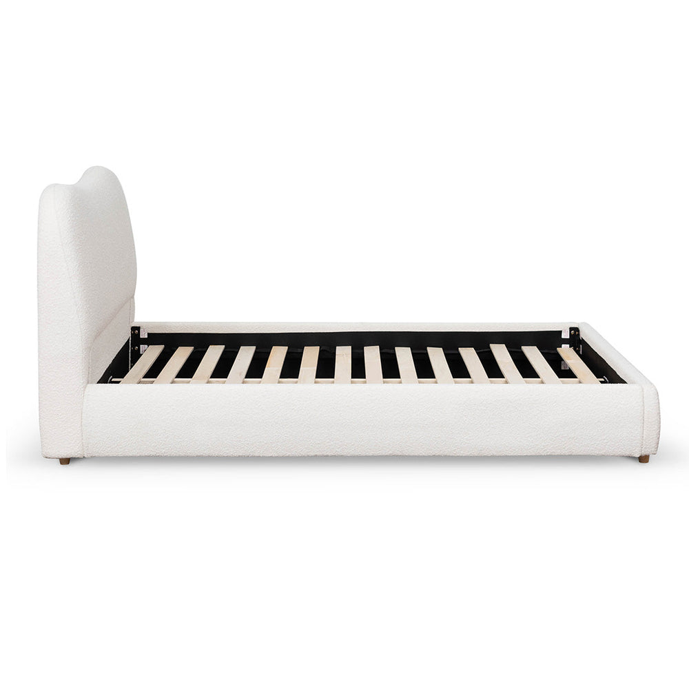 Queen Bed Frame - Cream White Boucle - View 2