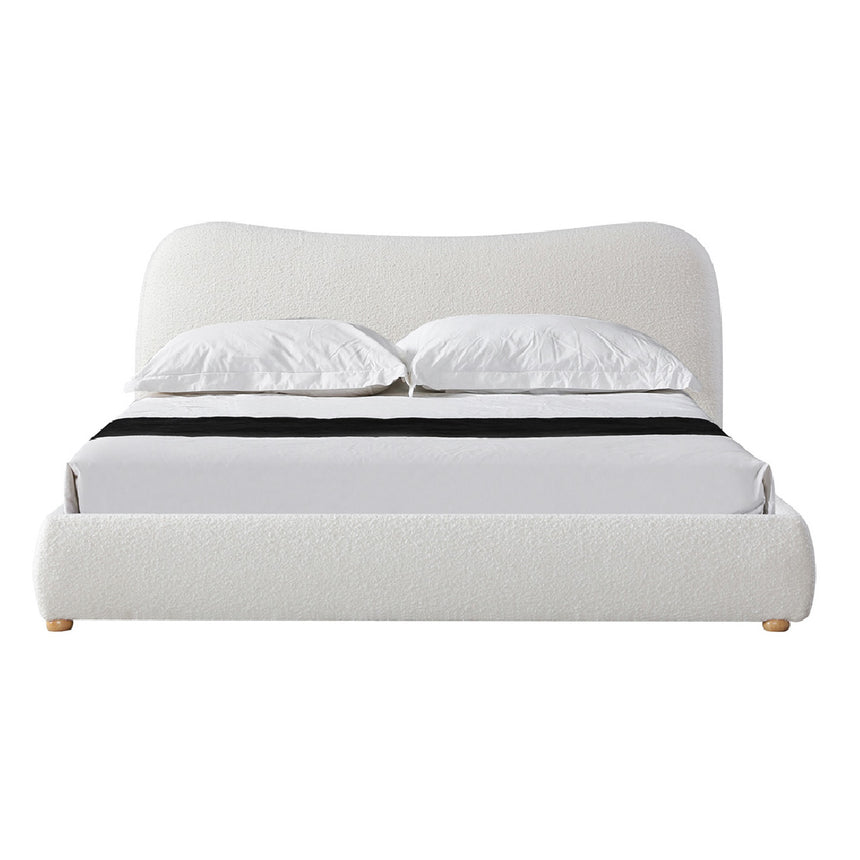 King Bed Frame - Cream White Boucle - View 4