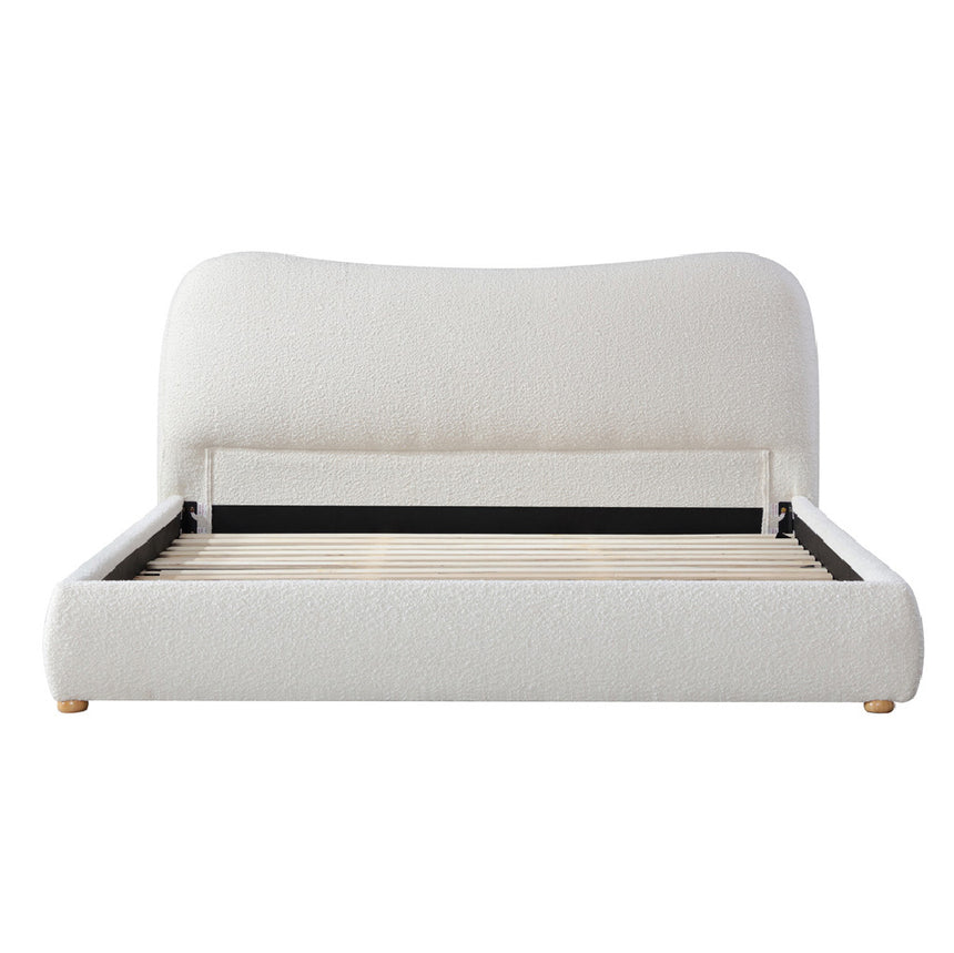 King Bed Frame - Cream White Boucle - View 5