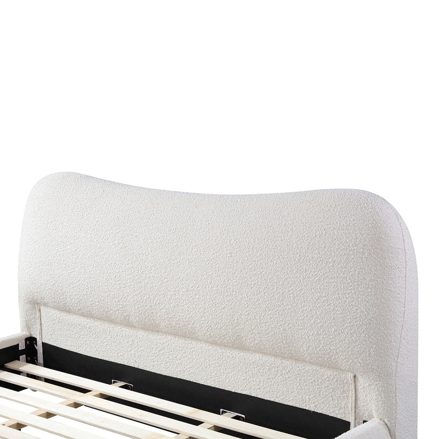 King Bed Frame - Cream White Boucle - View 9