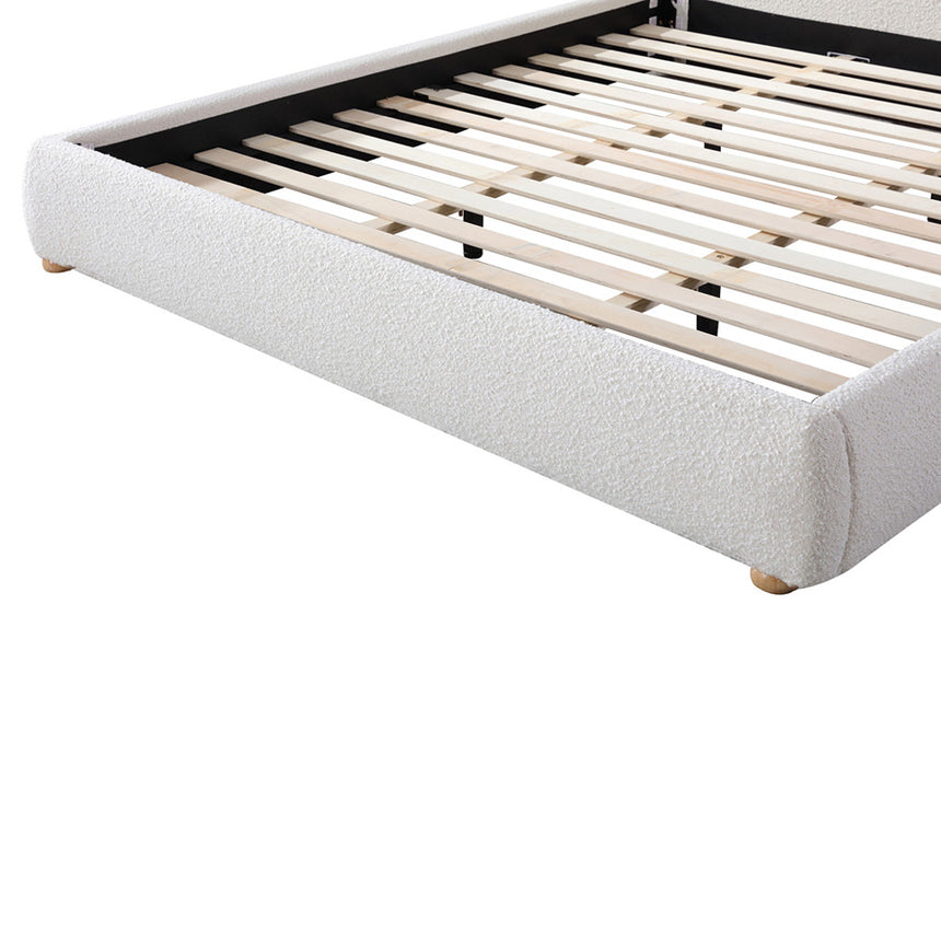 King Bed Frame - Cream White Boucle - View 7