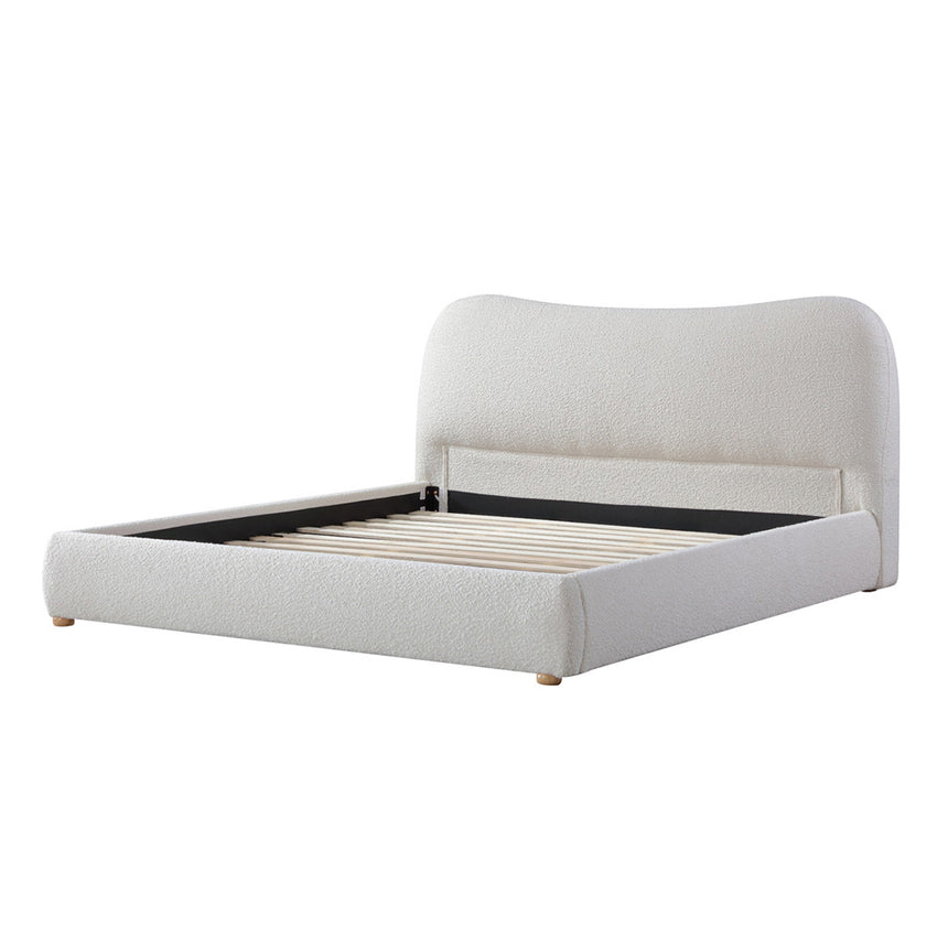 King Bed Frame - Cream White Boucle - View 6