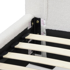 CBD8185-YO Single Bed Frame - Beige White Fleece