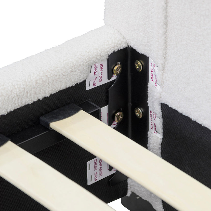 Single Bed Frame - Beige White Fleece - View 6