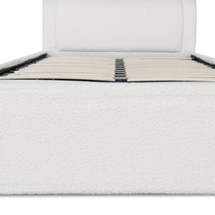 CBD8364-YO Single Sized Bed Frame - Antique White Boucle with Storage