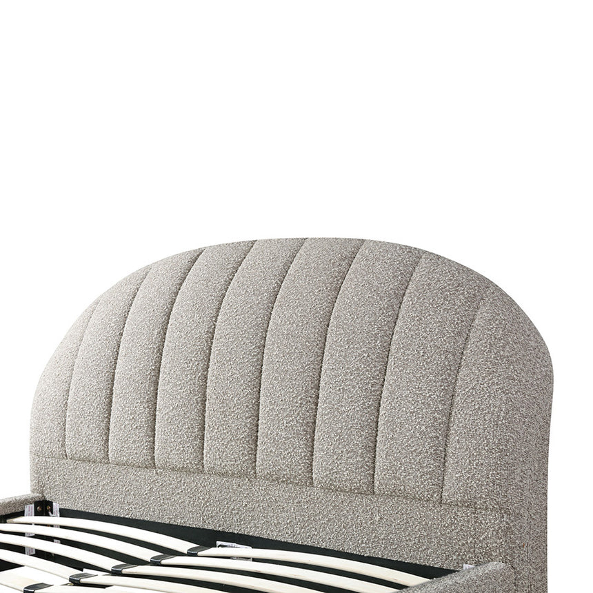 Fabric Queen Bed Frame - Olive brown boucle - View 9