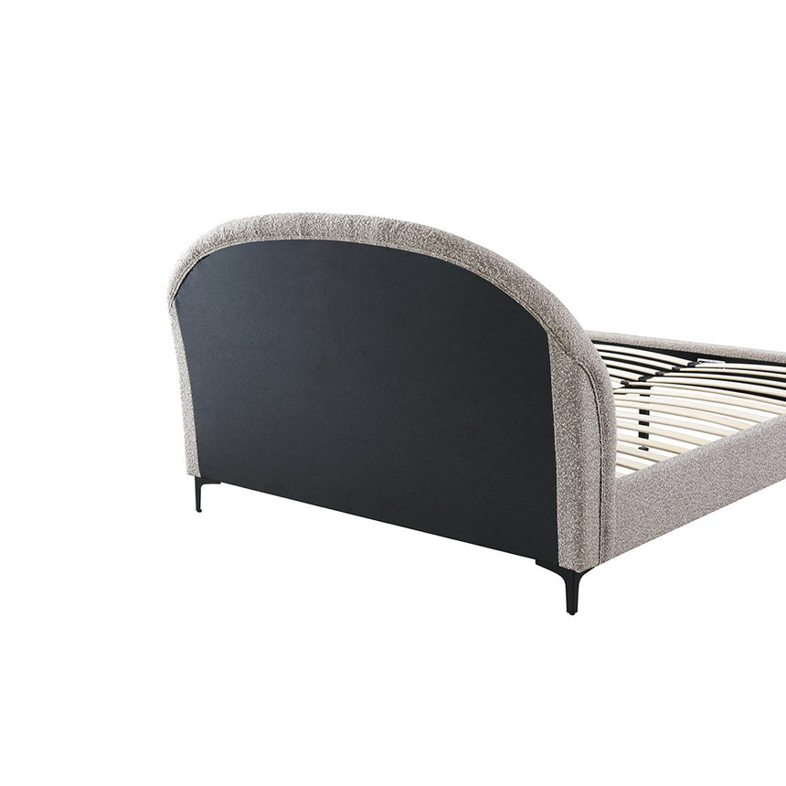 Fabric Queen Bed Frame - Olive brown boucle - View 15