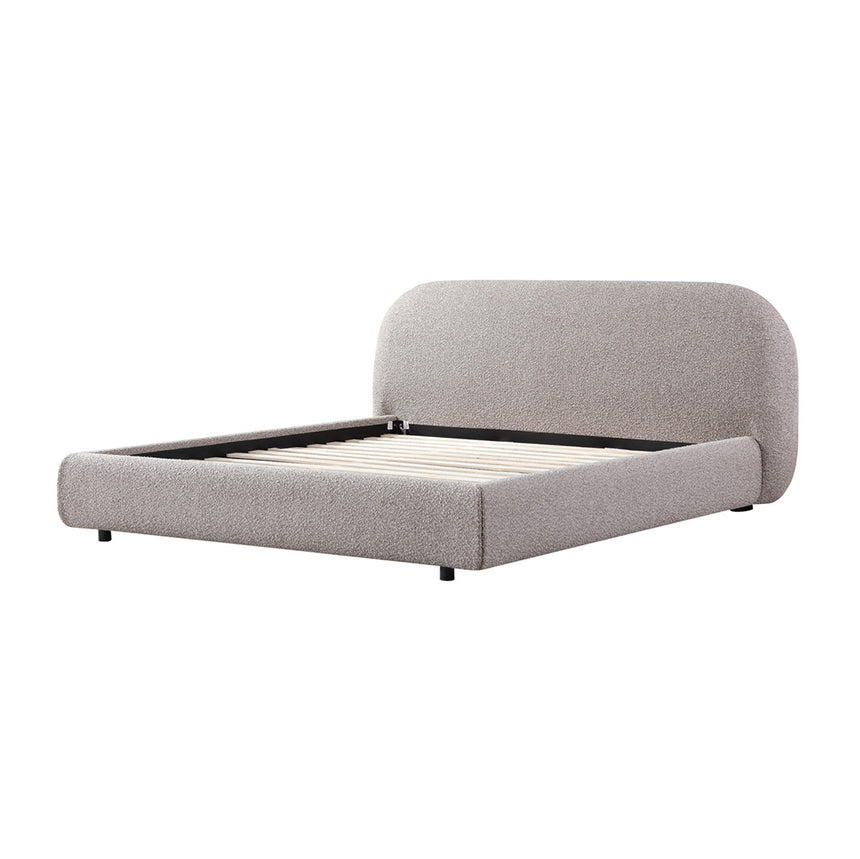 King Bed Frame - Olive Brown Boucle - View 8