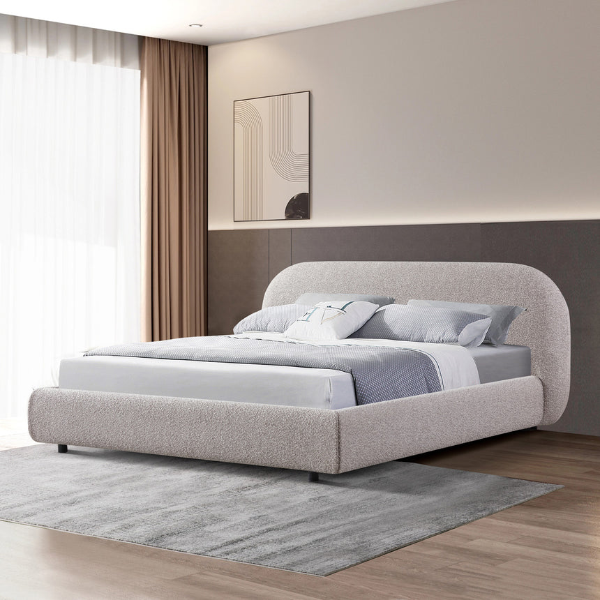 King Bed Frame - Olive Brown Boucle - View 2