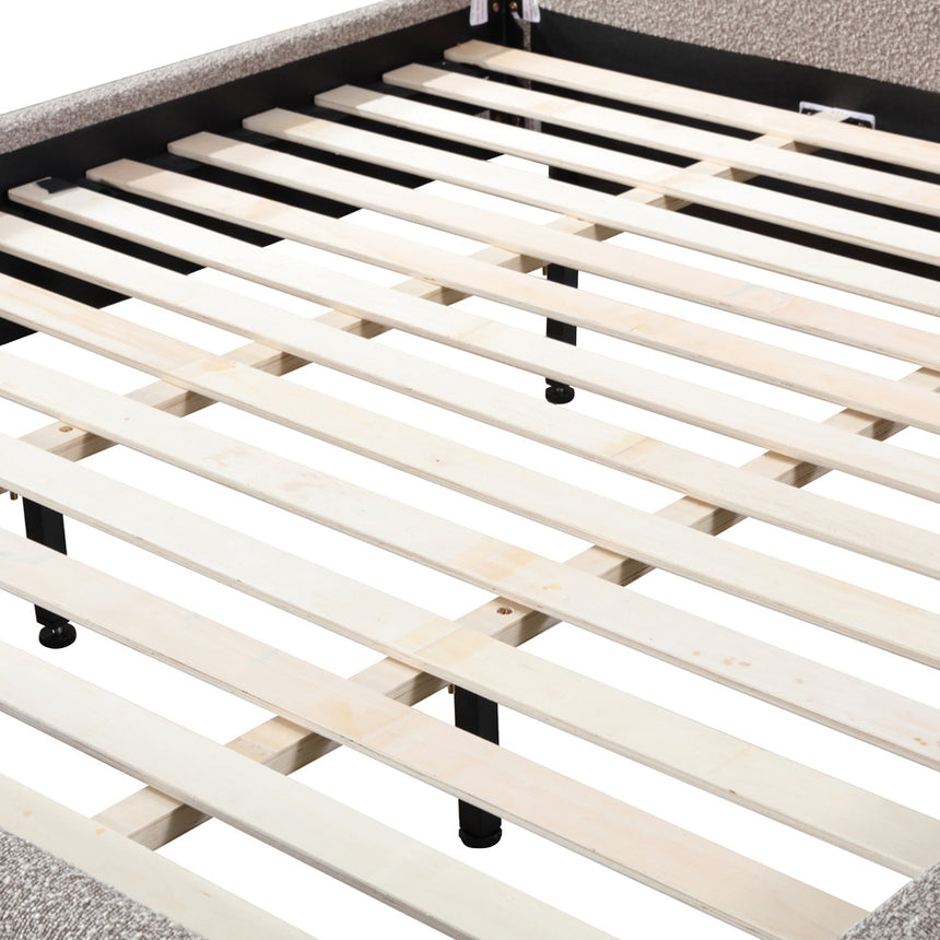 King Bed Frame - Olive Brown Boucle - View 13