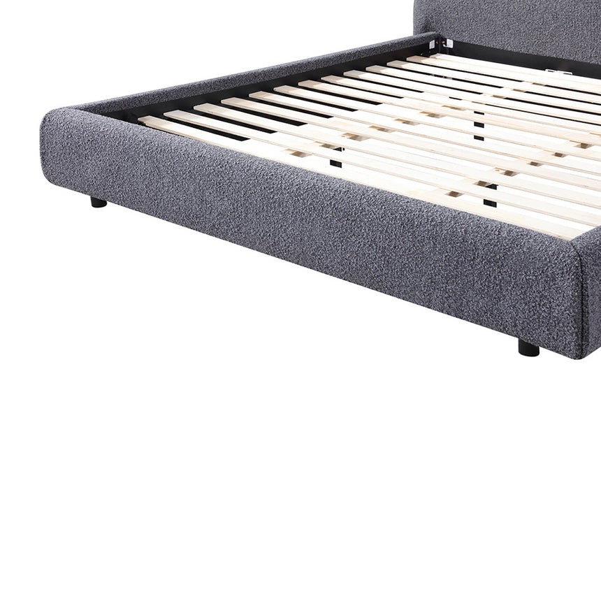 King Bed Frame - Charcoal Pepper Boucle - View 8