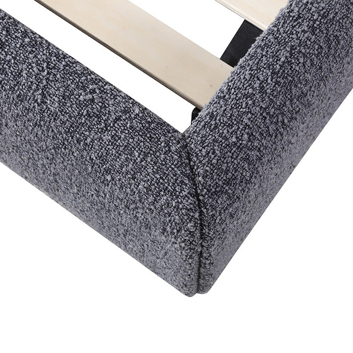 King Bed Frame - Charcoal Pepper Boucle - View 15
