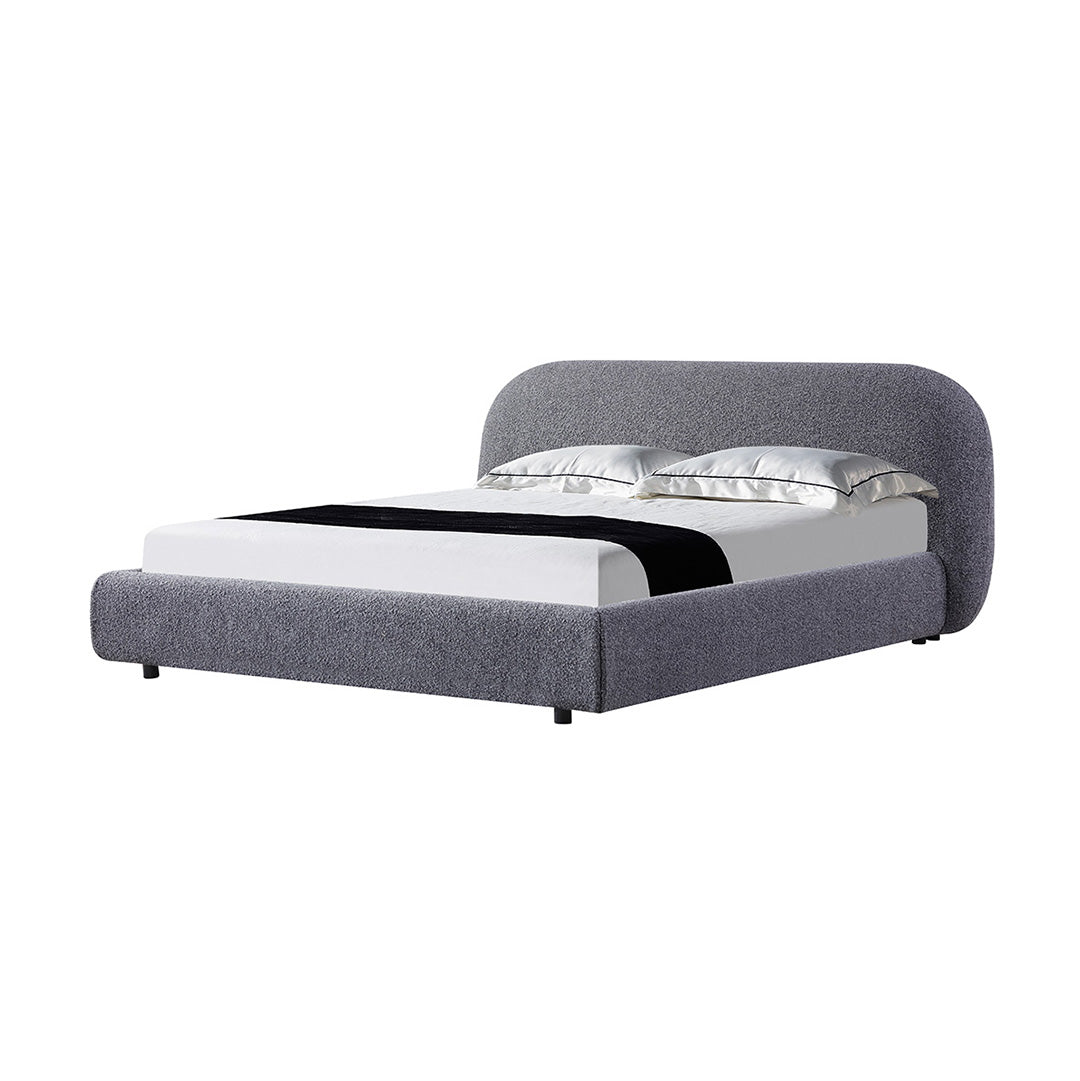 Queen Bed Frame - Charcoal Pepper Boucle