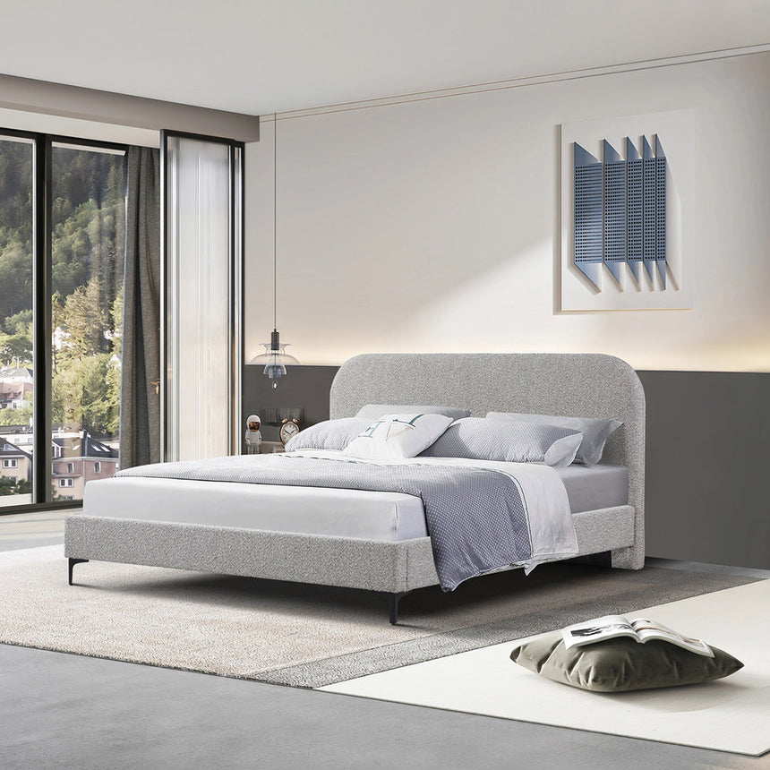 King Bed Frame - Olive Brown Boucle - View 2
