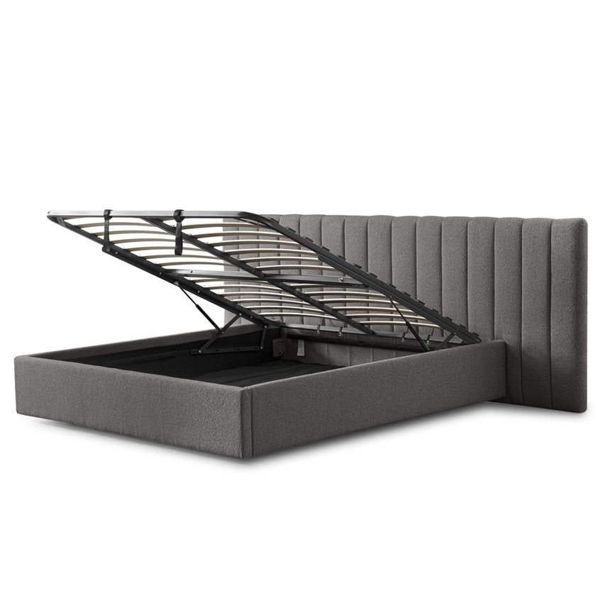Wide Base King Bed Frame - Spec Charcoal with Storage - View 10