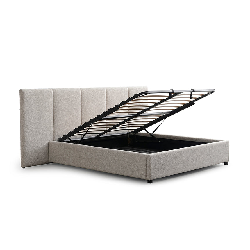 King Bed Frame - Clay Grey with Storage - View 7