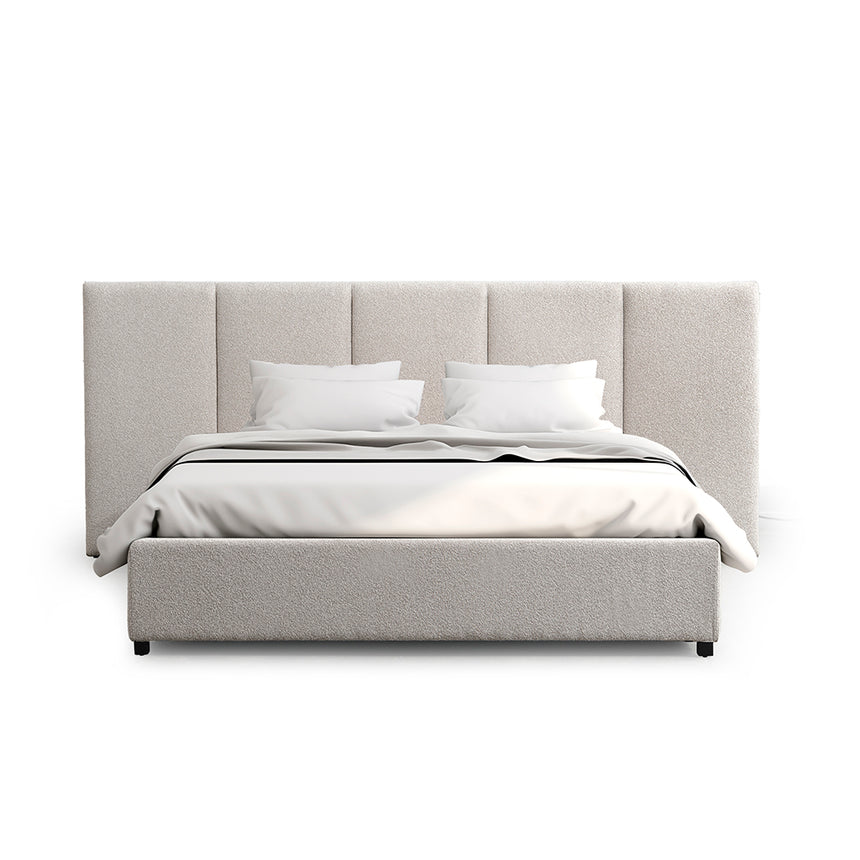 Queen Bed Frame - Clay Grey with Storage - View 2