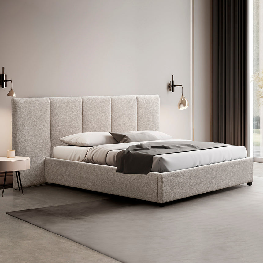 Queen Bed Frame - Clay Grey with Storage - View 7