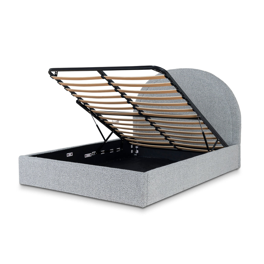 Queen Bed Frame - Cloudy Pepper Boucle with Storage - View 5