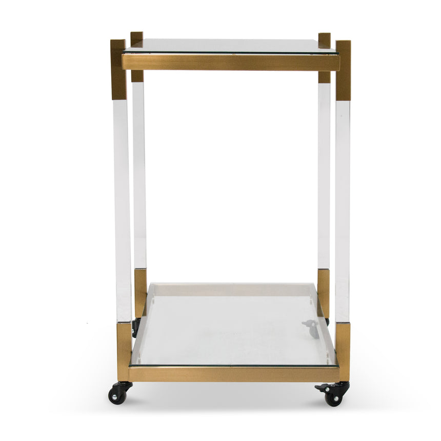 Glass Bar Cart - Brushed Gold - View 4