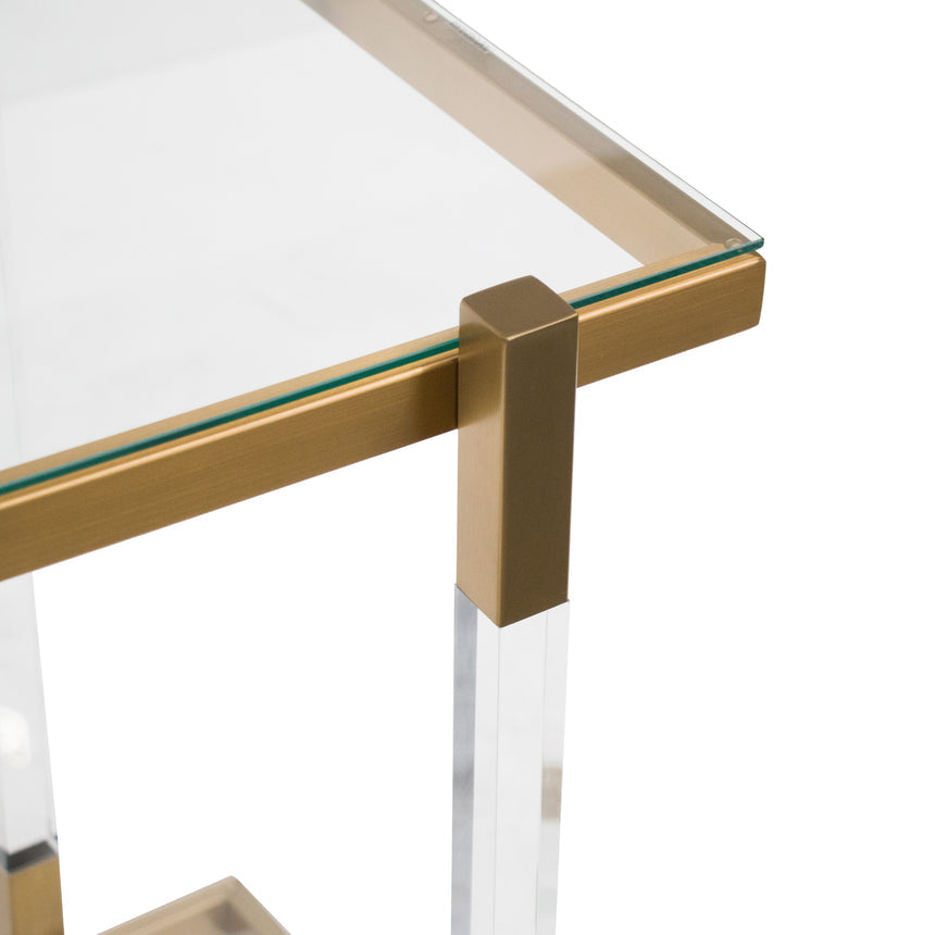 Glass Bar Cart - Brushed Gold - View 5
