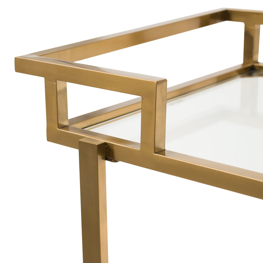 Glass Bar Cart - Brushed Gold - View 7