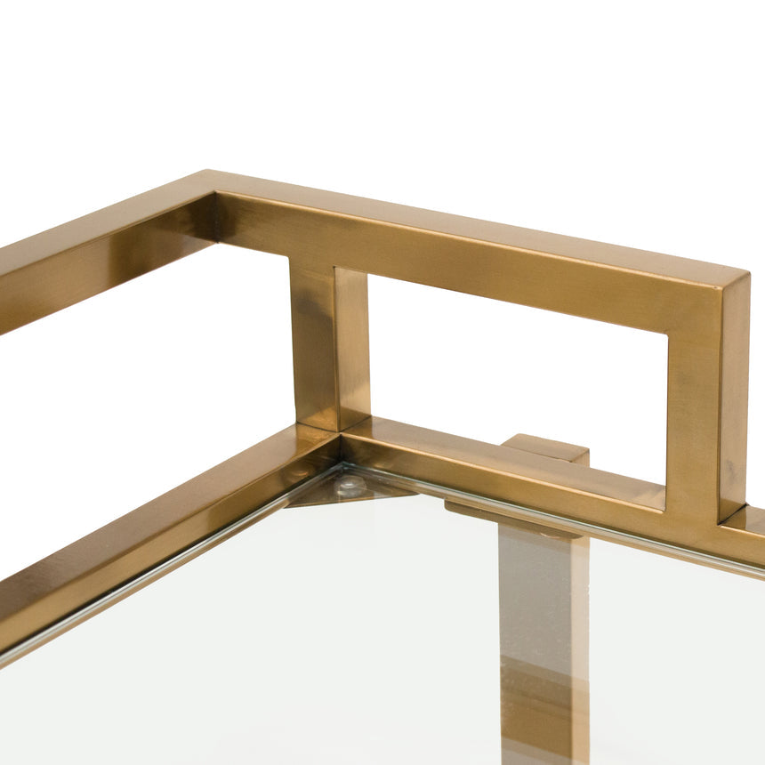 Glass Bar Cart - Brushed Gold - View 8