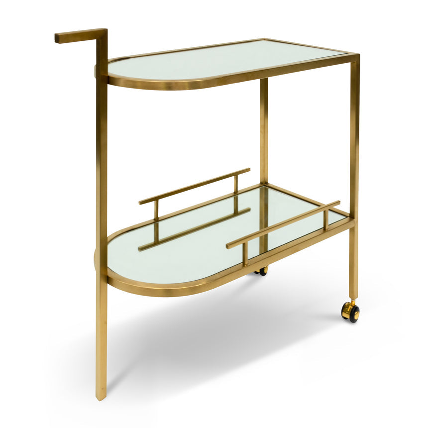 Bar Cart - Mirror and Gold Base - View 3