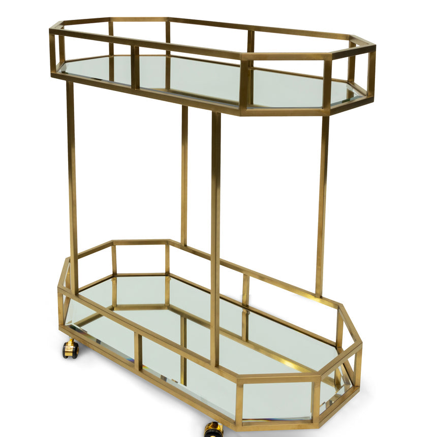 Bar Cart - Mirror and Gold Base - View 2