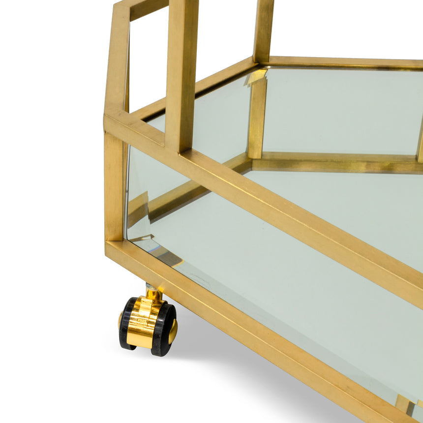 Bar Cart - Mirror and Gold Base - View 5