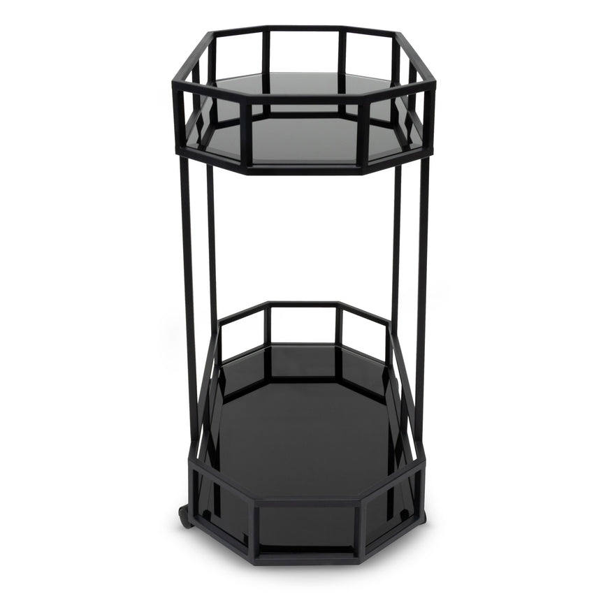 Bar Cart - Mirror and Black Base - View 3