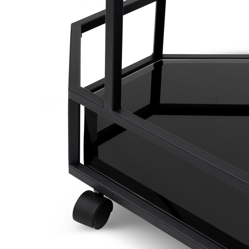Bar Cart - Mirror and Black Base - View 5