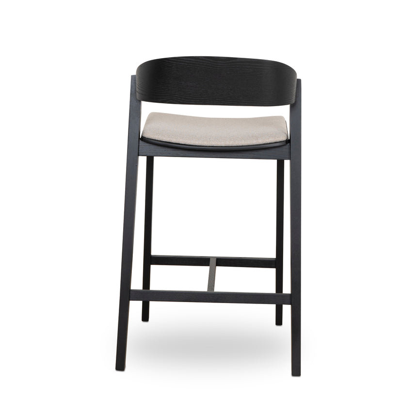 Black Bar Stool - Grey Seat - View 4