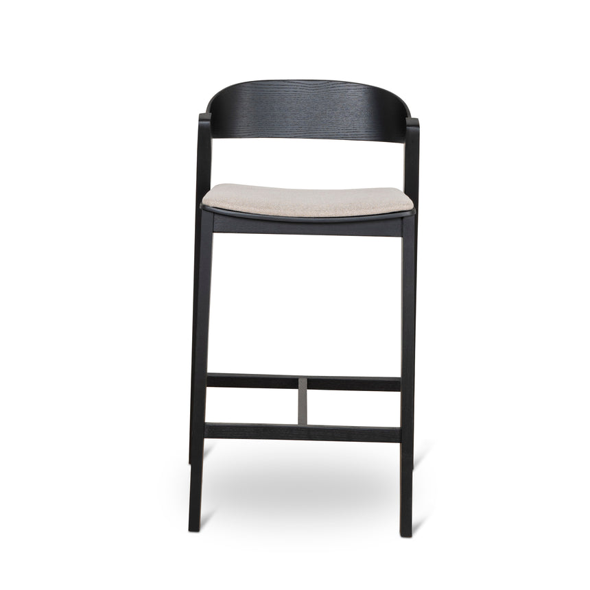 Black Bar Stool - Grey Seat - View 5