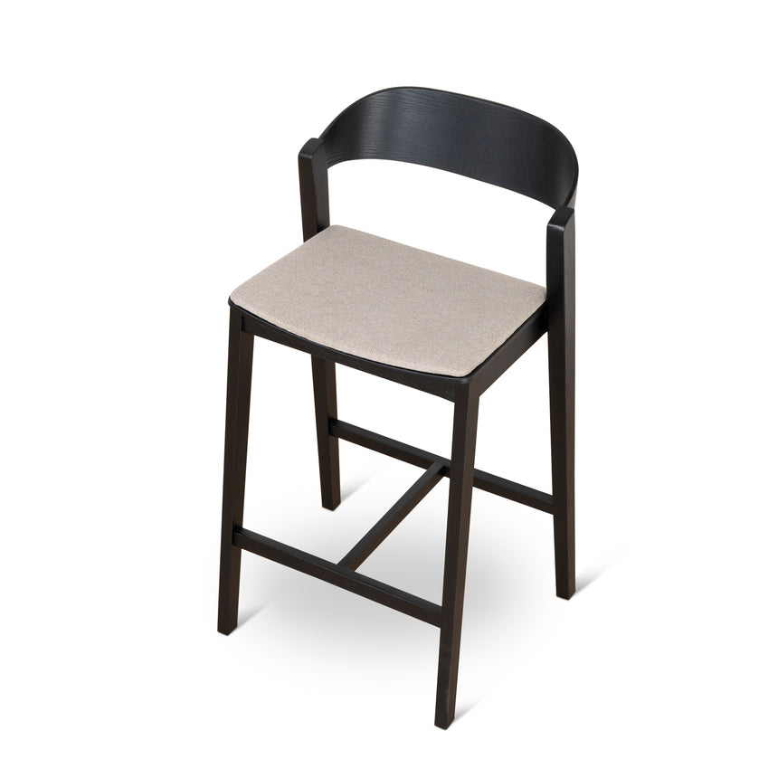 Black Bar Stool - Grey Seat - View 6