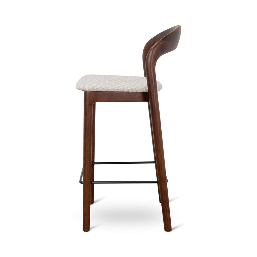 65cm Dark Brown Bar Stool - Beige (Set of 2) - View 5